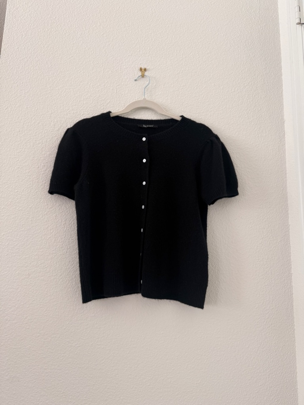 Kourt Black Short Sleeve Button Cardigan
